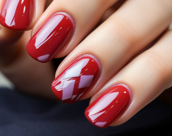 Lakmousse red burgundy nails glitter manicure gel lacquer