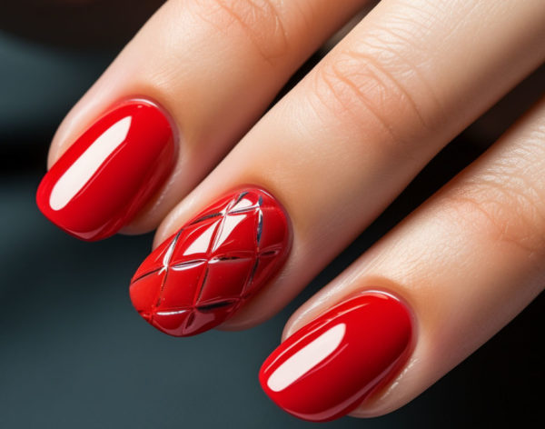 Lakmousse red nails center pattern manicure gel lacquer